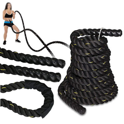 Cuerdas amarillas negras 9 de la batalla del entrenamiento de la aptitud del ejercicio del poliéster 12 15 metros